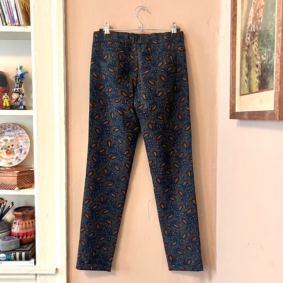 🎉rare🎉 Zara green paisley print rolled hem straight leg trouser pants - Picture 13 of 13